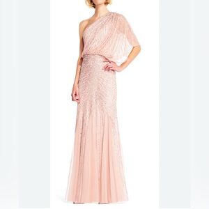 Adrianna Papell One-Shoulder Sequin Gown - Blush Shimmer
